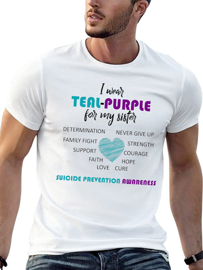 Teal Purple Sister Suicide Prevention Awareness T-Shirt