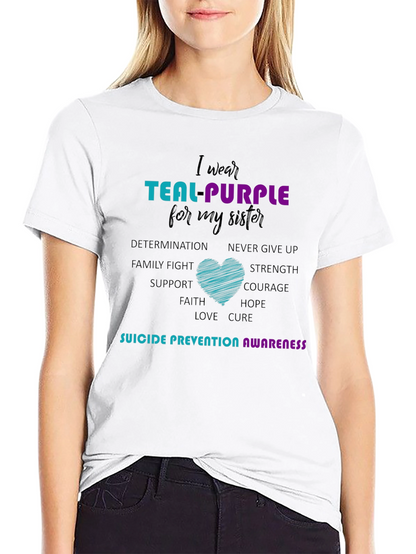 Teal Purple Sister Suicide Prevention Awareness T-Shirt