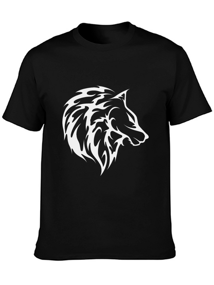 Black Wolf Graphic Tee - Modern Animal Print Shirt