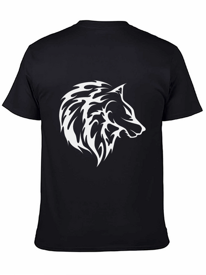 Black Wolf Graphic Tee - Modern Animal Print Shirt
