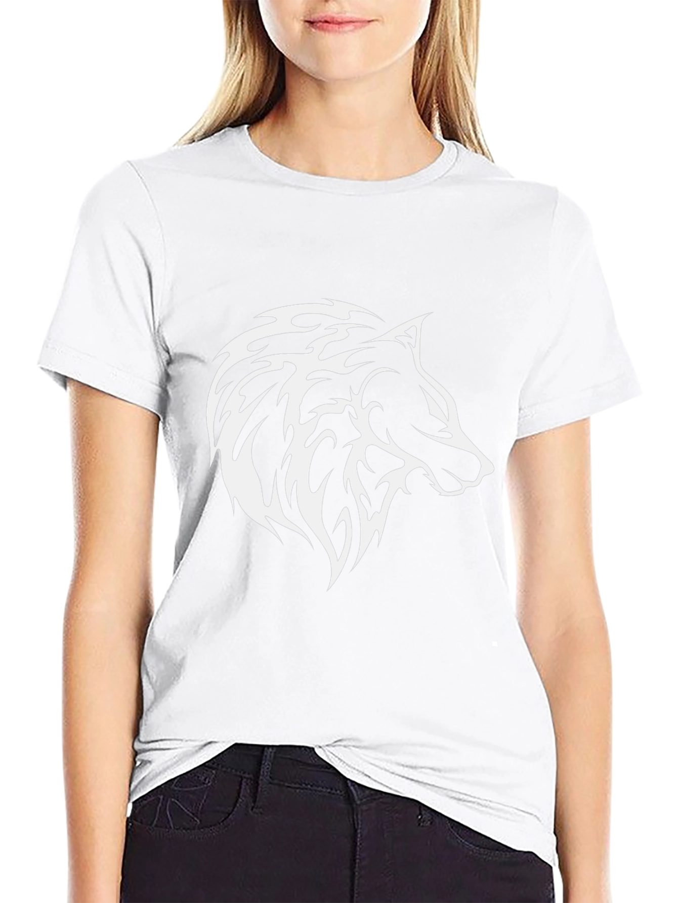 Black Wolf Graphic Tee - Modern Animal Print Shirt