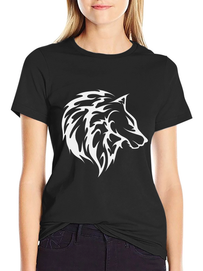 Black Wolf Graphic Tee - Modern Animal Print Shirt