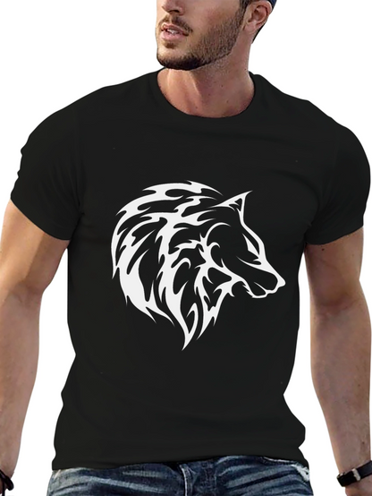 Black Wolf Graphic Tee - Modern Animal Print Shirt