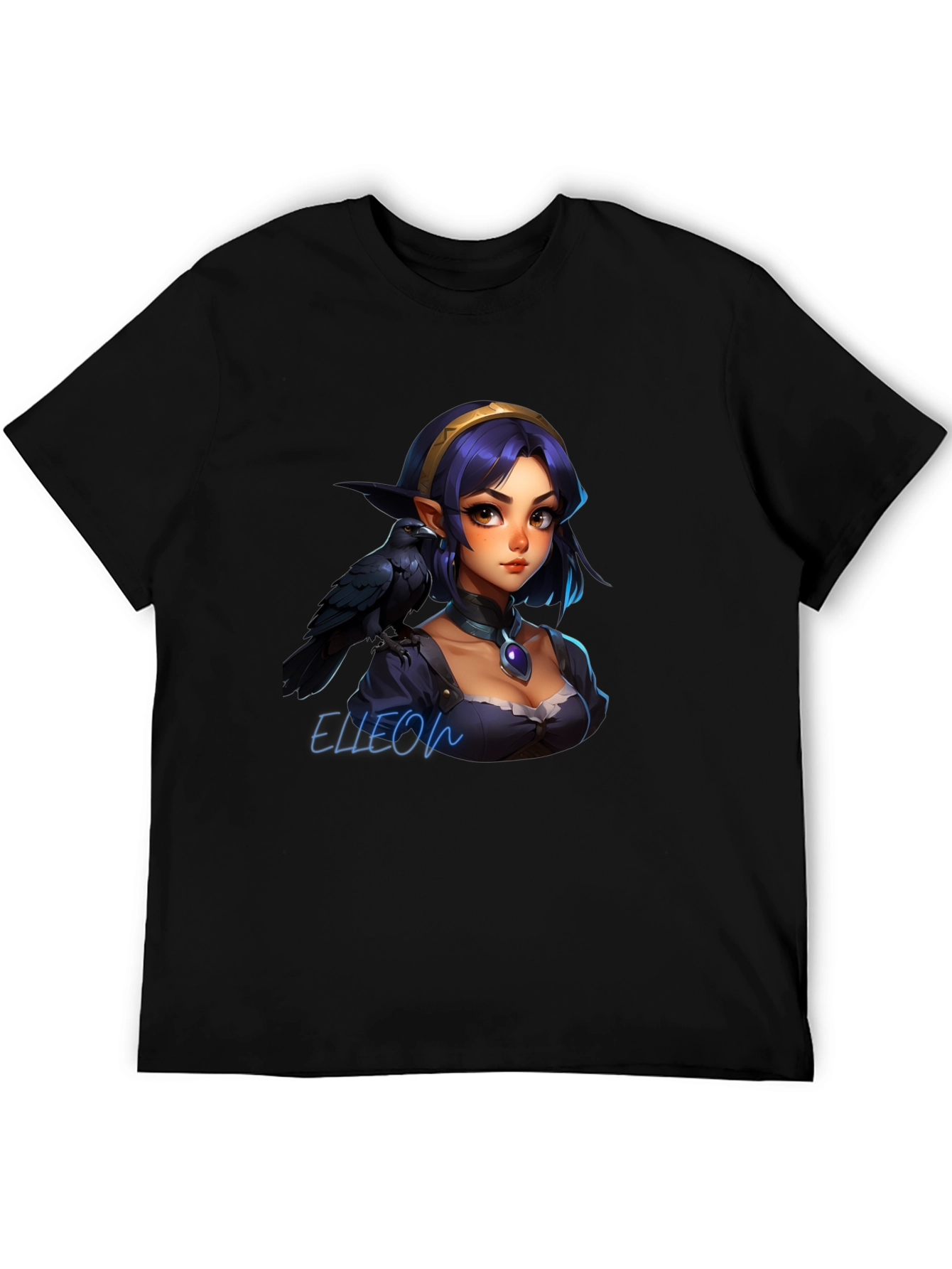 Raven Elf Graphic Black T-Shirt
