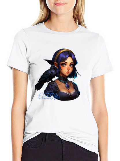 Raven Elf Graphic Black T-Shirt