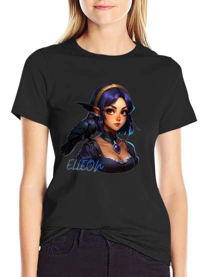 Raven Elf Graphic Black T-Shirt