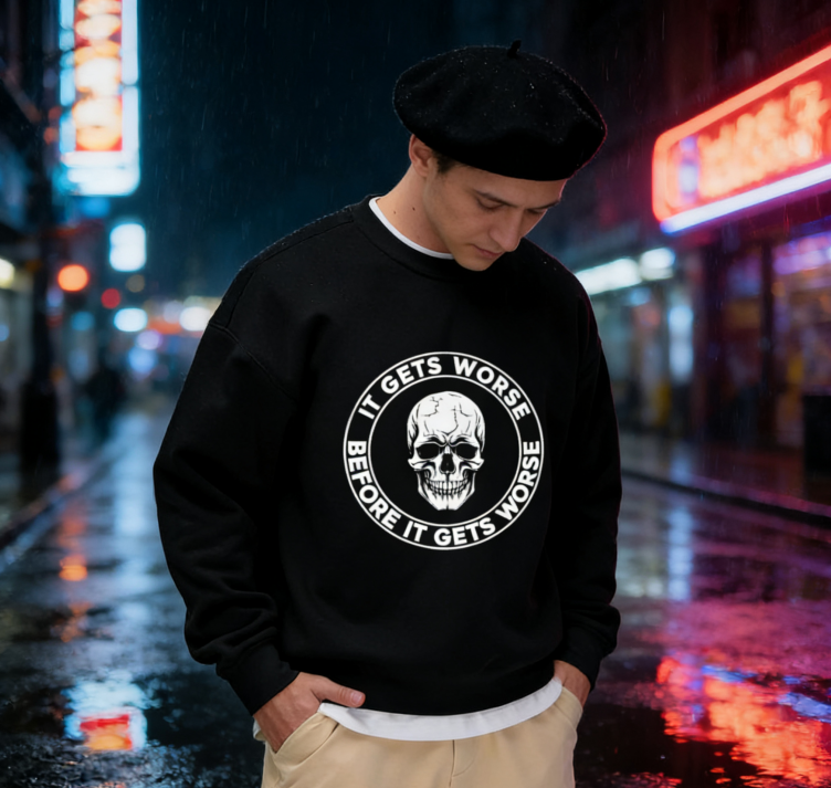 Gothic Skull Humor Statement Sweatshirt