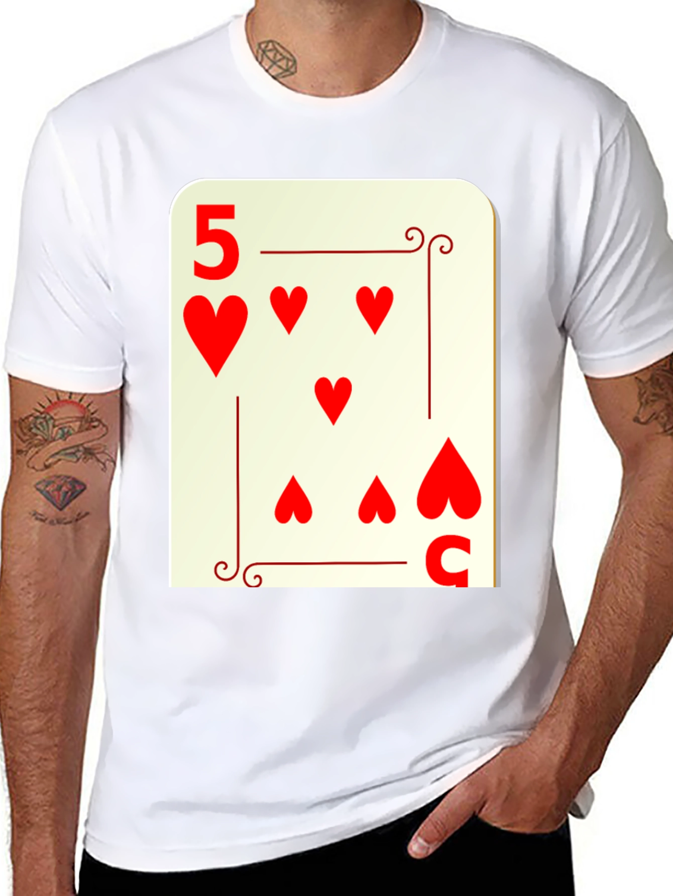 5 of Hearts Graphic Tee - Lucky Card Shirt