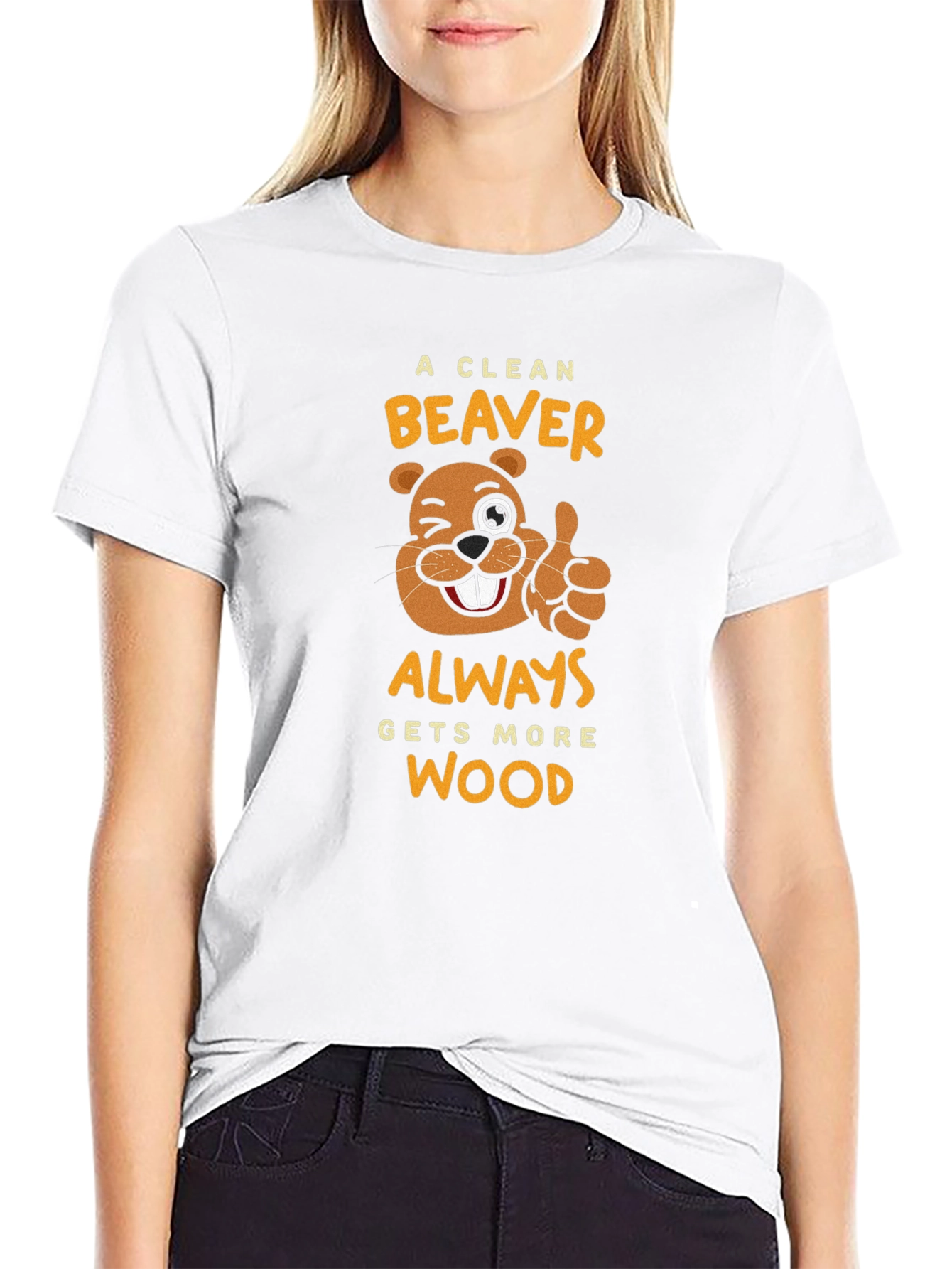 A Clean Beaver Gets More Wood Black T-Shirt