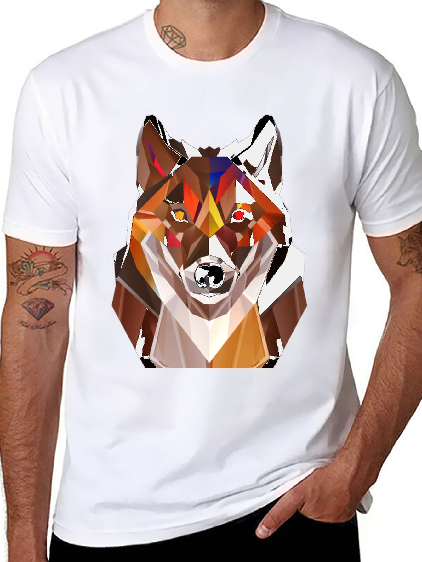 Geometric Fox Head T-Shirt - Stylish Graphic Tee