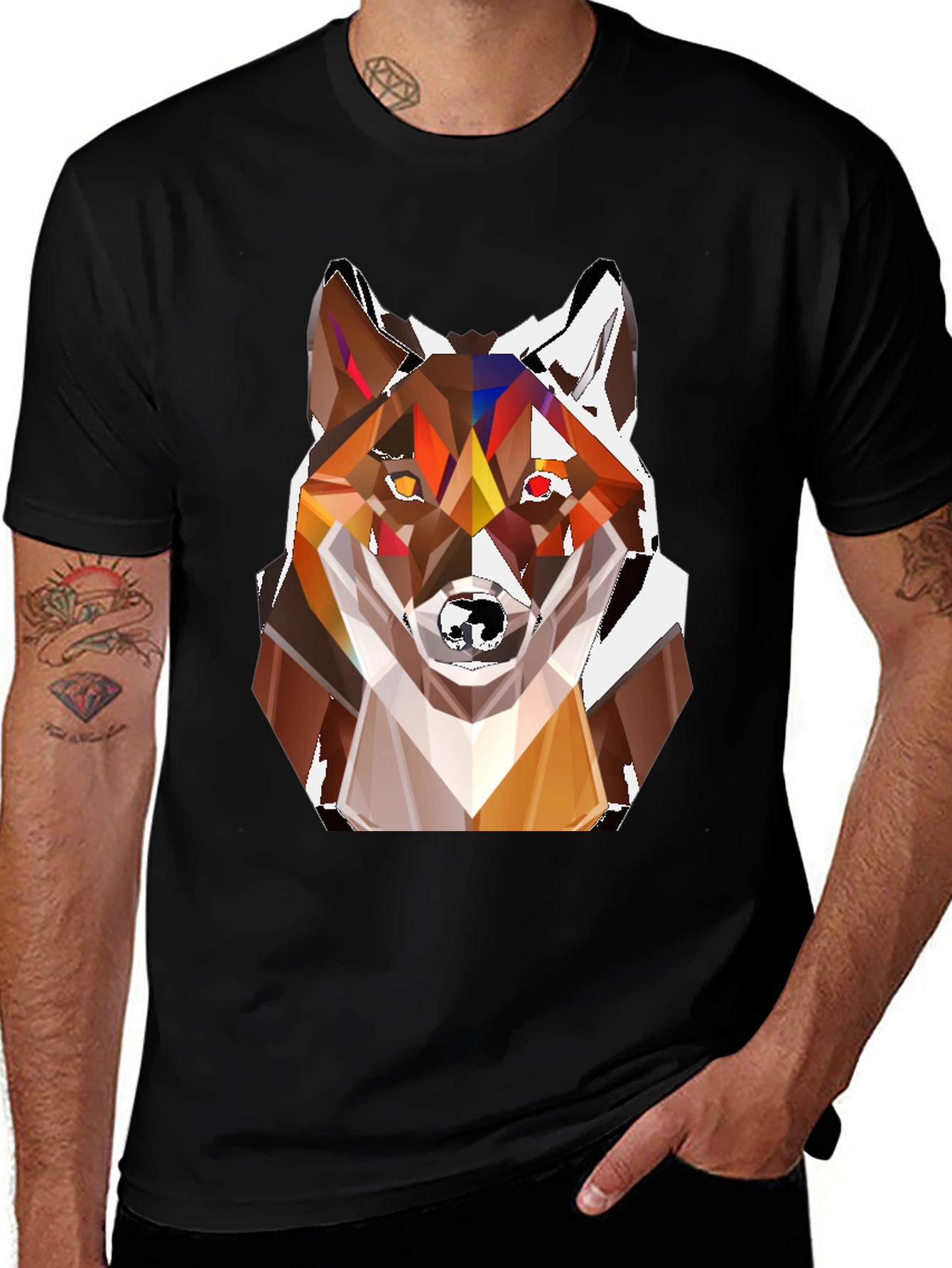 Geometric Fox Head T-Shirt - Stylish Graphic Tee