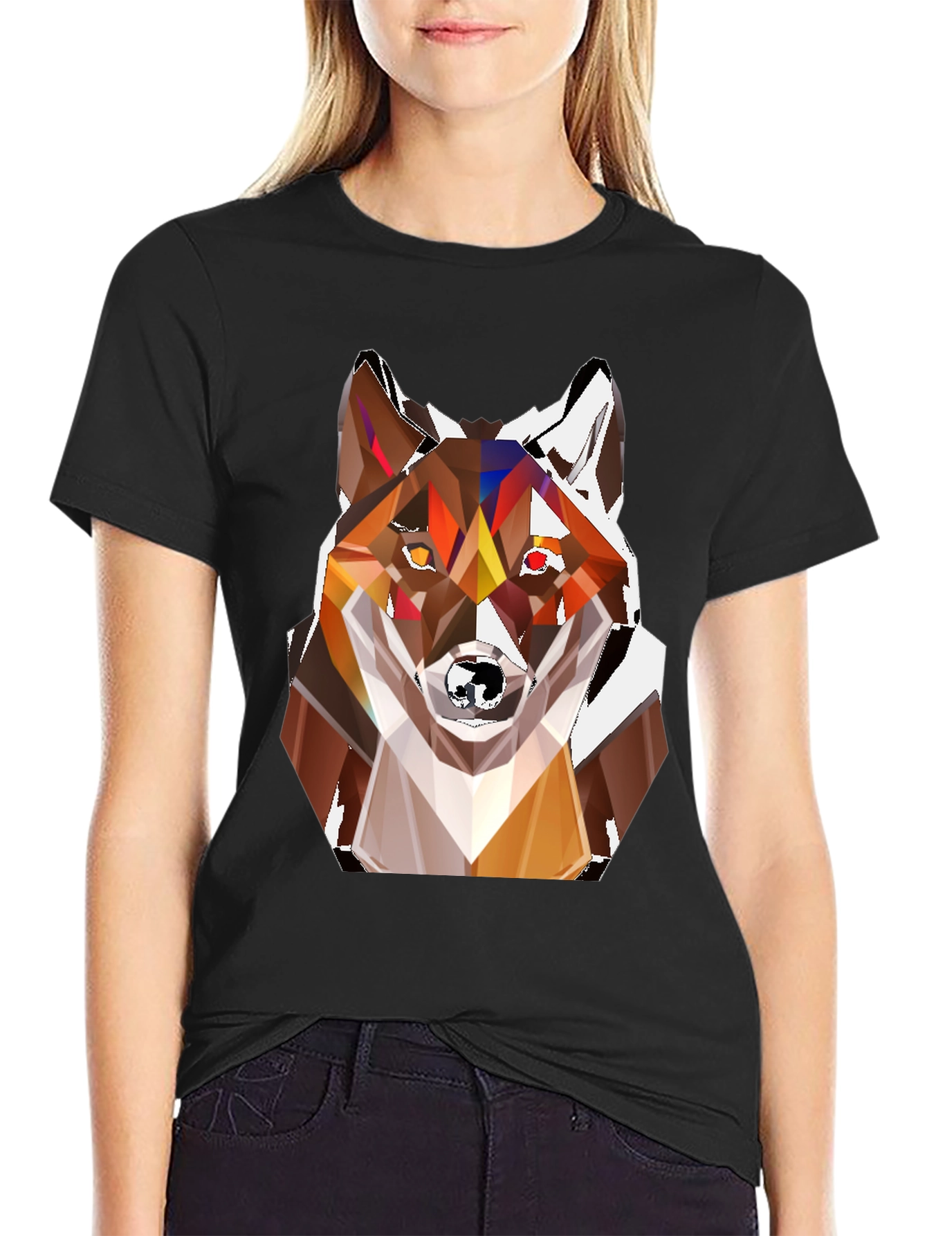 Geometric Fox Head T-Shirt - Stylish Graphic Tee