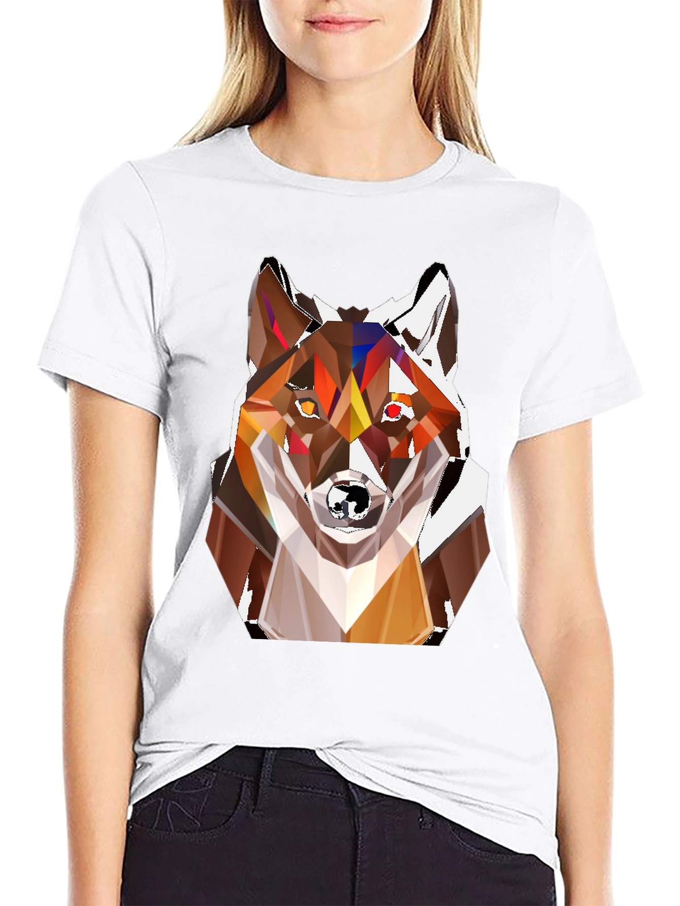 Geometric Fox Head T-Shirt - Stylish Graphic Tee