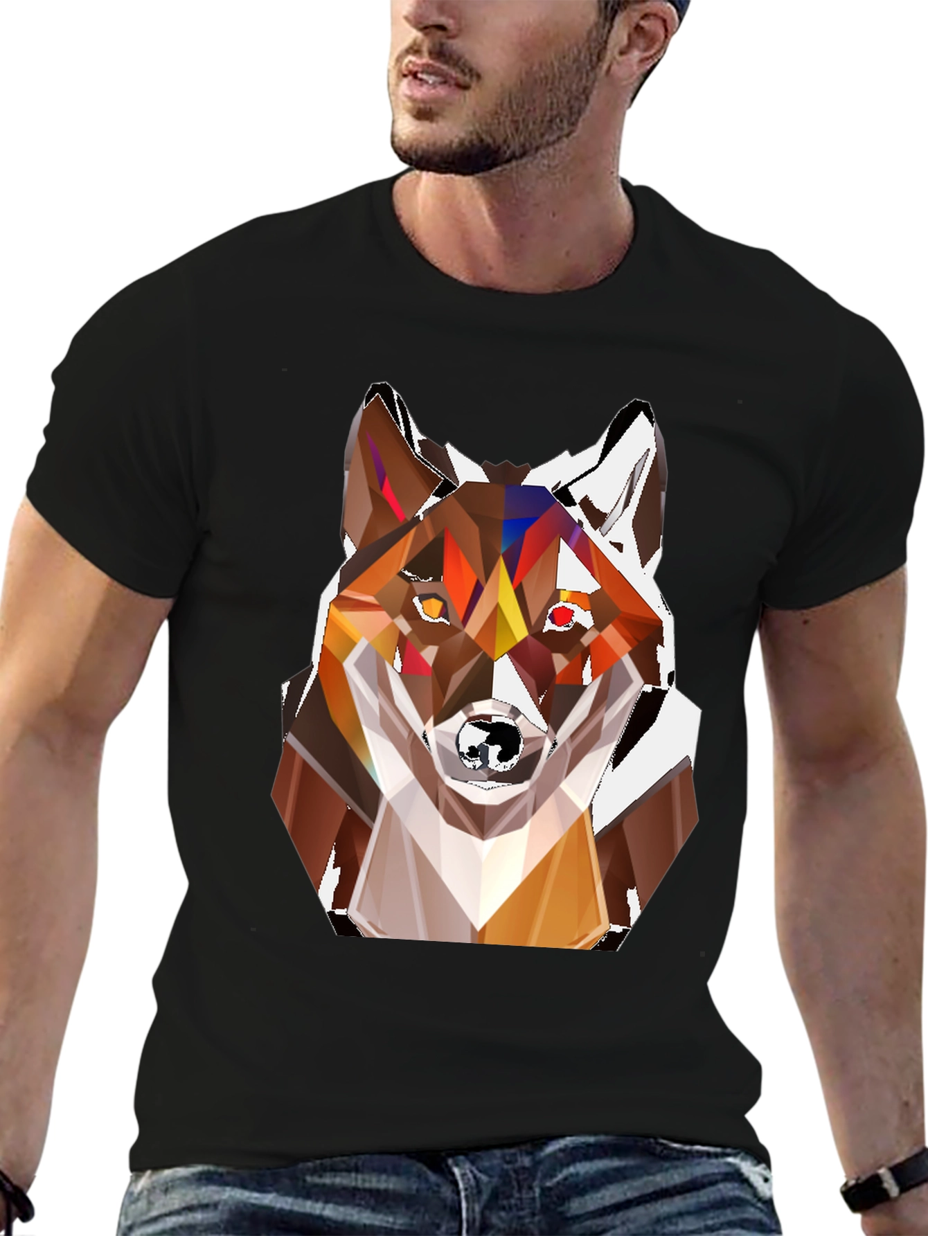 Geometric Fox Head T-Shirt - Stylish Graphic Tee