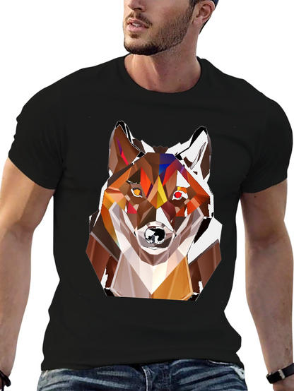Geometric Fox Head T-Shirt - Stylish Graphic Tee