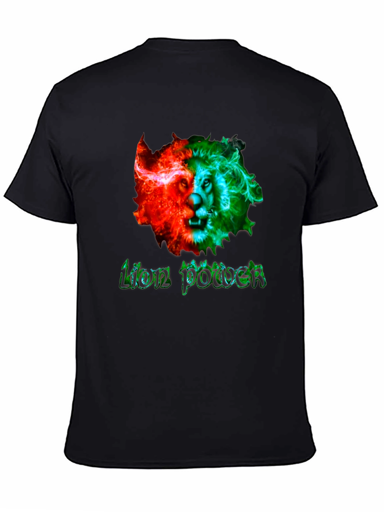 Lion Power Graphic Print Mens Black T-Shirt