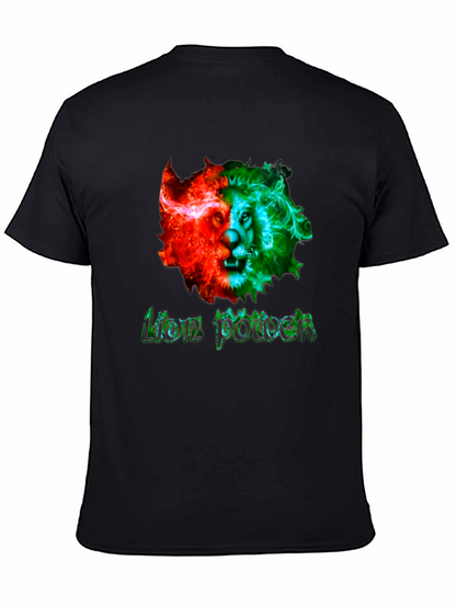 Lion Power Graphic Print Mens Black T-Shirt