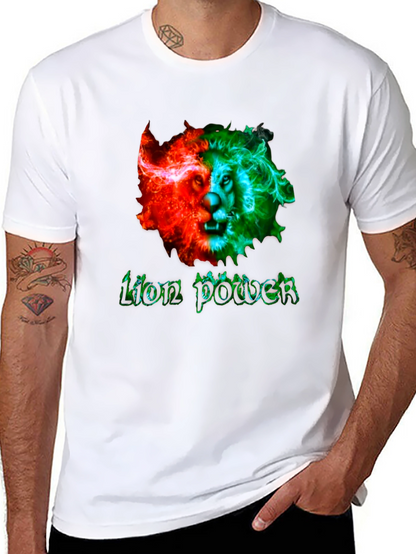 Lion Power Graphic Print Mens Black T-Shirt