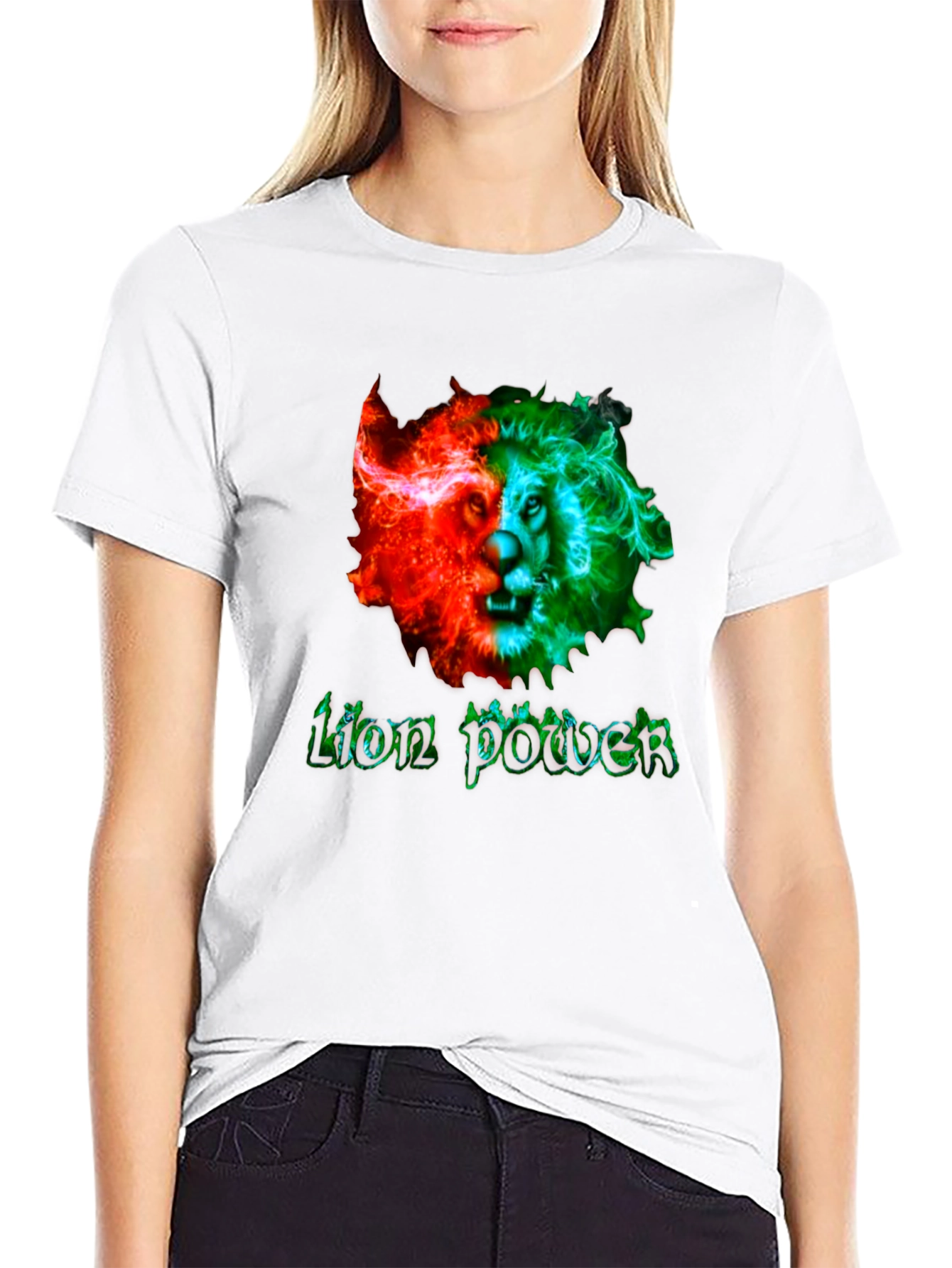 Lion Power Graphic Print Mens Black T-Shirt