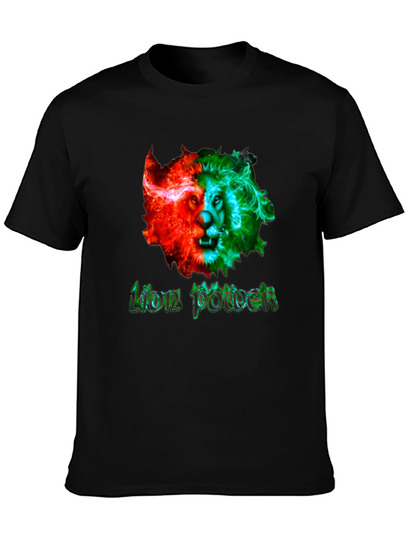Lion Power Graphic Print Mens Black T-Shirt