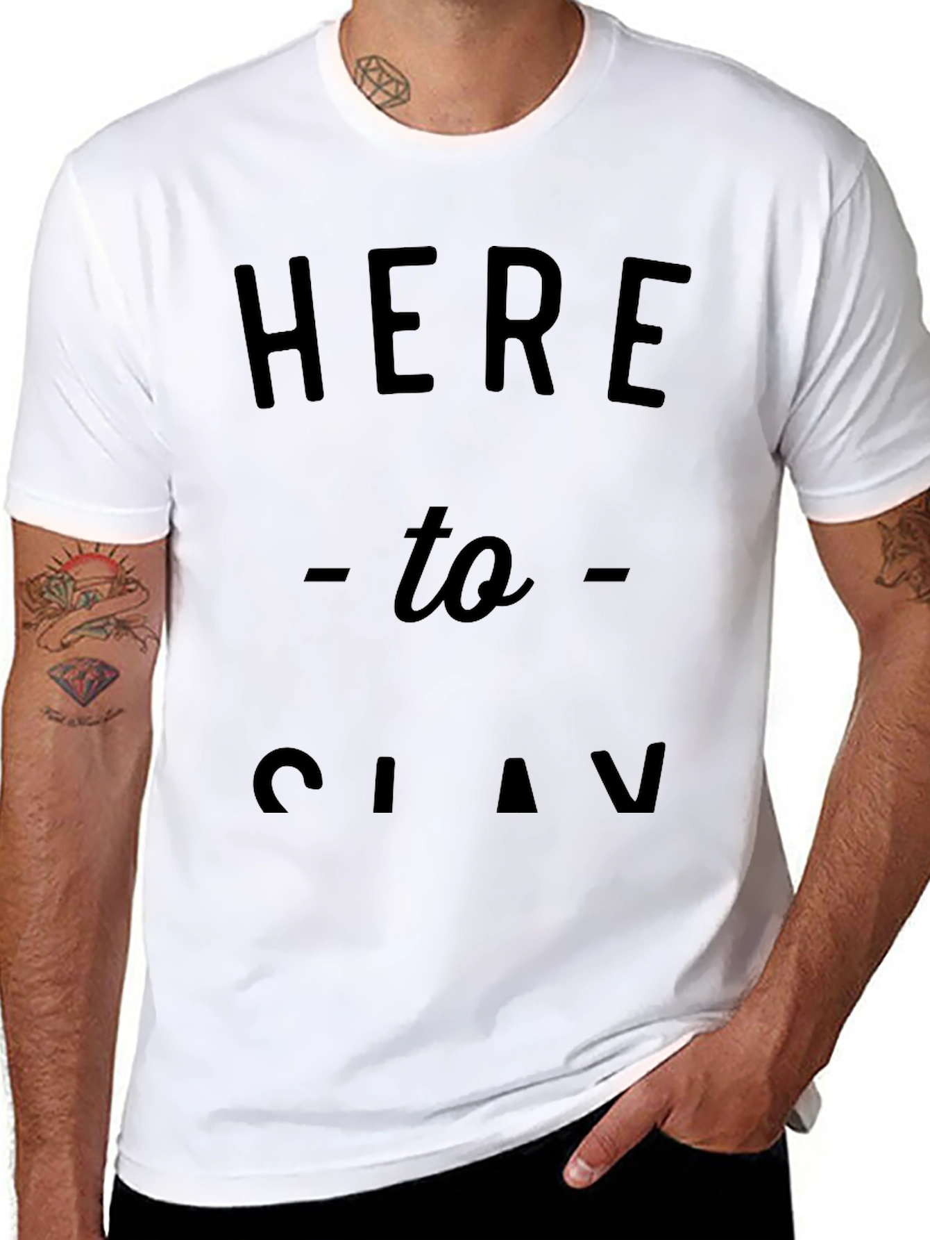 Here to Slav Mens Black Graphic T-Shirt