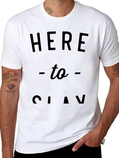 Here to Slav Mens Black Graphic T-Shirt