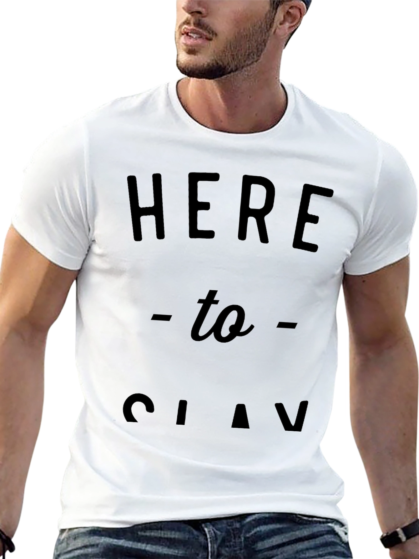 Here to Slav Mens Black Graphic T-Shirt