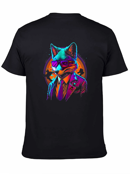 Cool Fox in Suit Black T-Shirt