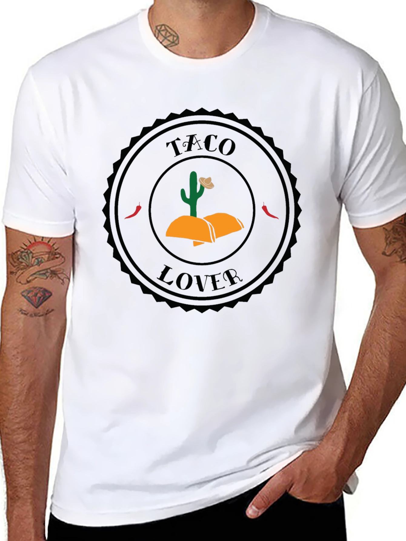Taco Lover Graphic Tee - Black Crew Neck