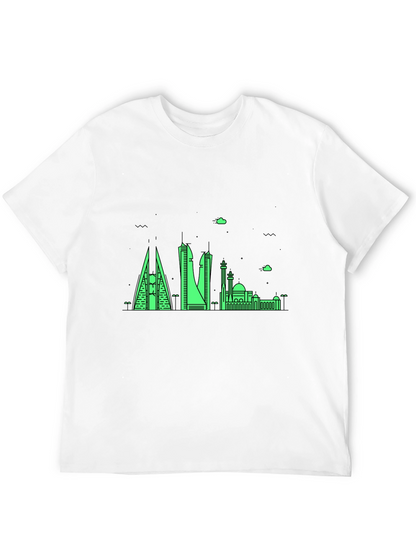 Neon Skyline Graphic Tee - Bahrain Cityscape