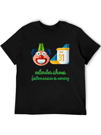 Festive Season T-Shirt - Calendar & Clown Design