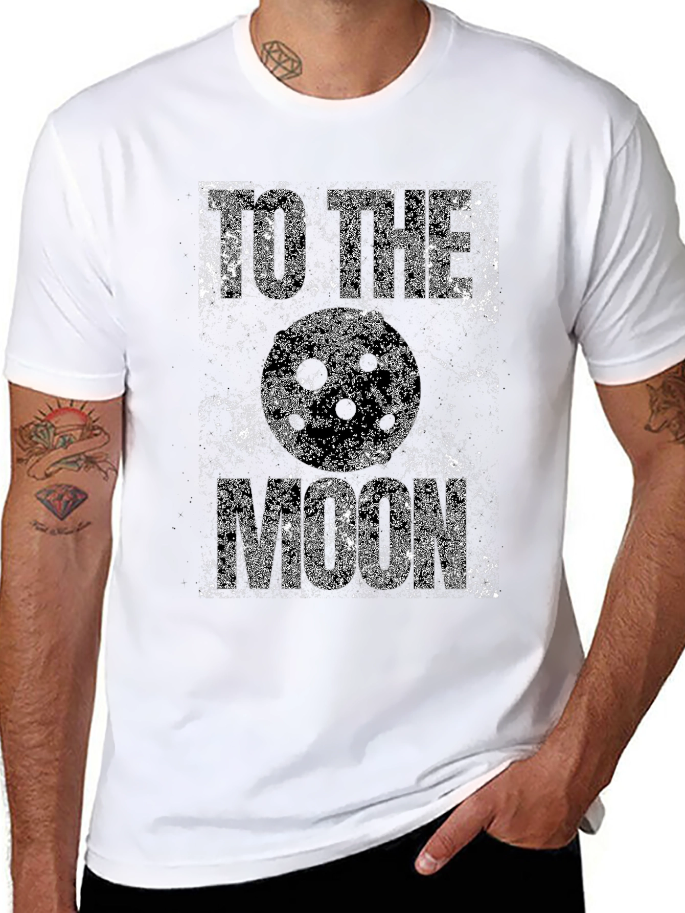 To The Moon Graphic Tee - Distressed Print