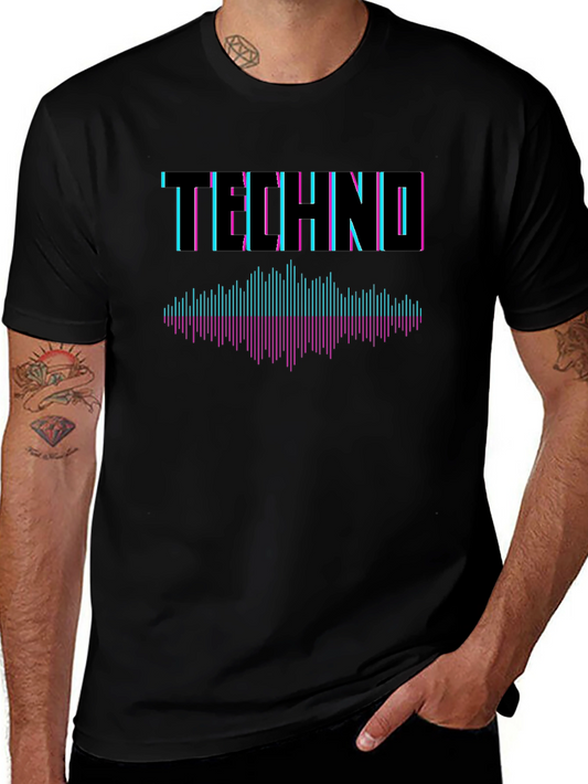 Techno Music Graphic T-Shirt - Stylish Black Tee