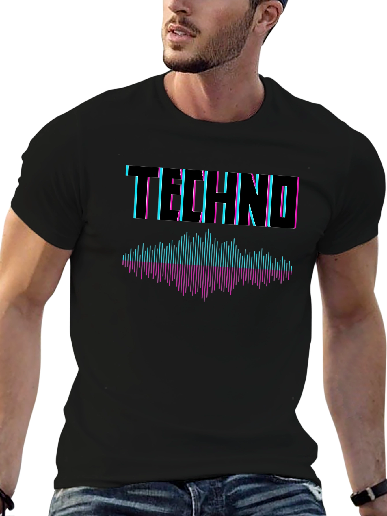 Techno Music Graphic T-Shirt - Stylish Black Tee