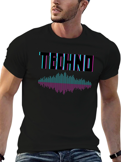 Techno Music Graphic T-Shirt - Stylish Black Tee