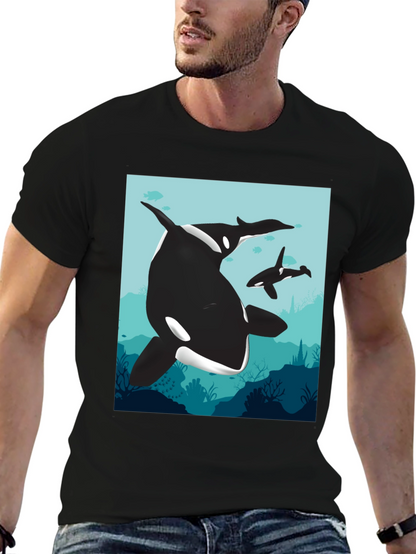 Orca Whale Graphic Tee - Black