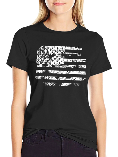 Distressed Hockey Flag Graphic Tee - Black