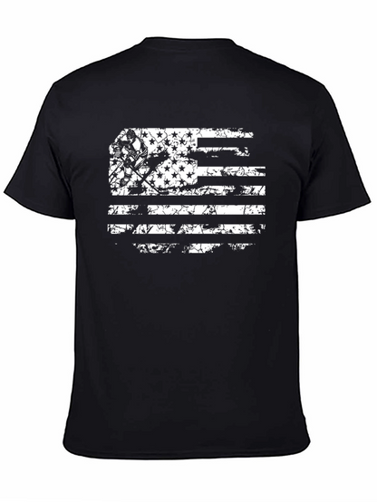 Distressed Hockey Flag Graphic Tee - Black
