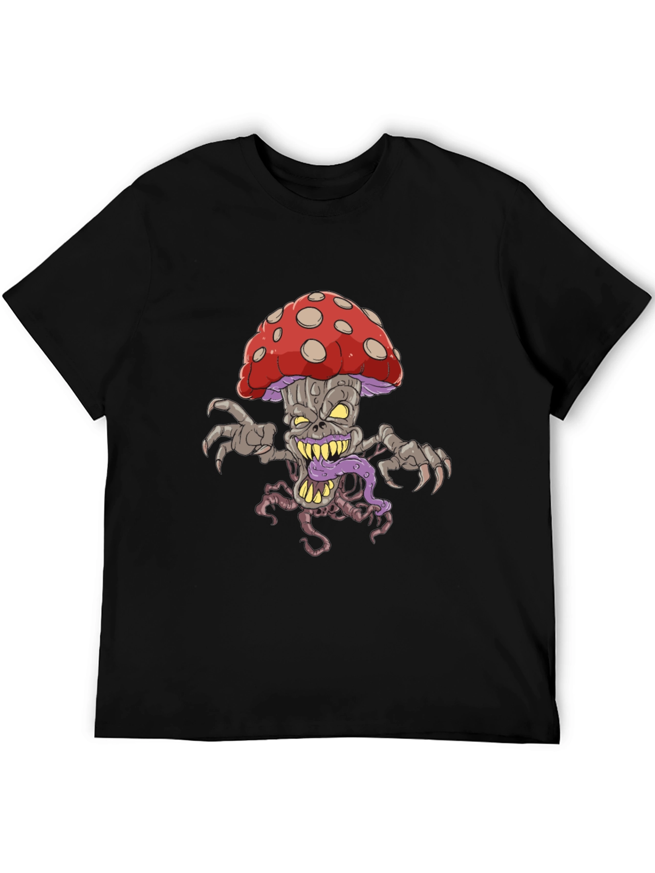 Creepy Mushroom Graphic Tee - Black