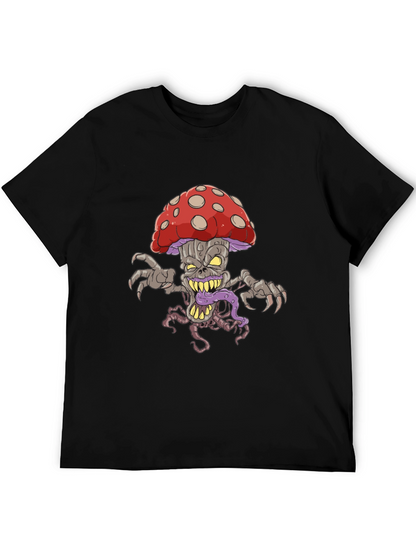 Creepy Mushroom Graphic Tee - Black