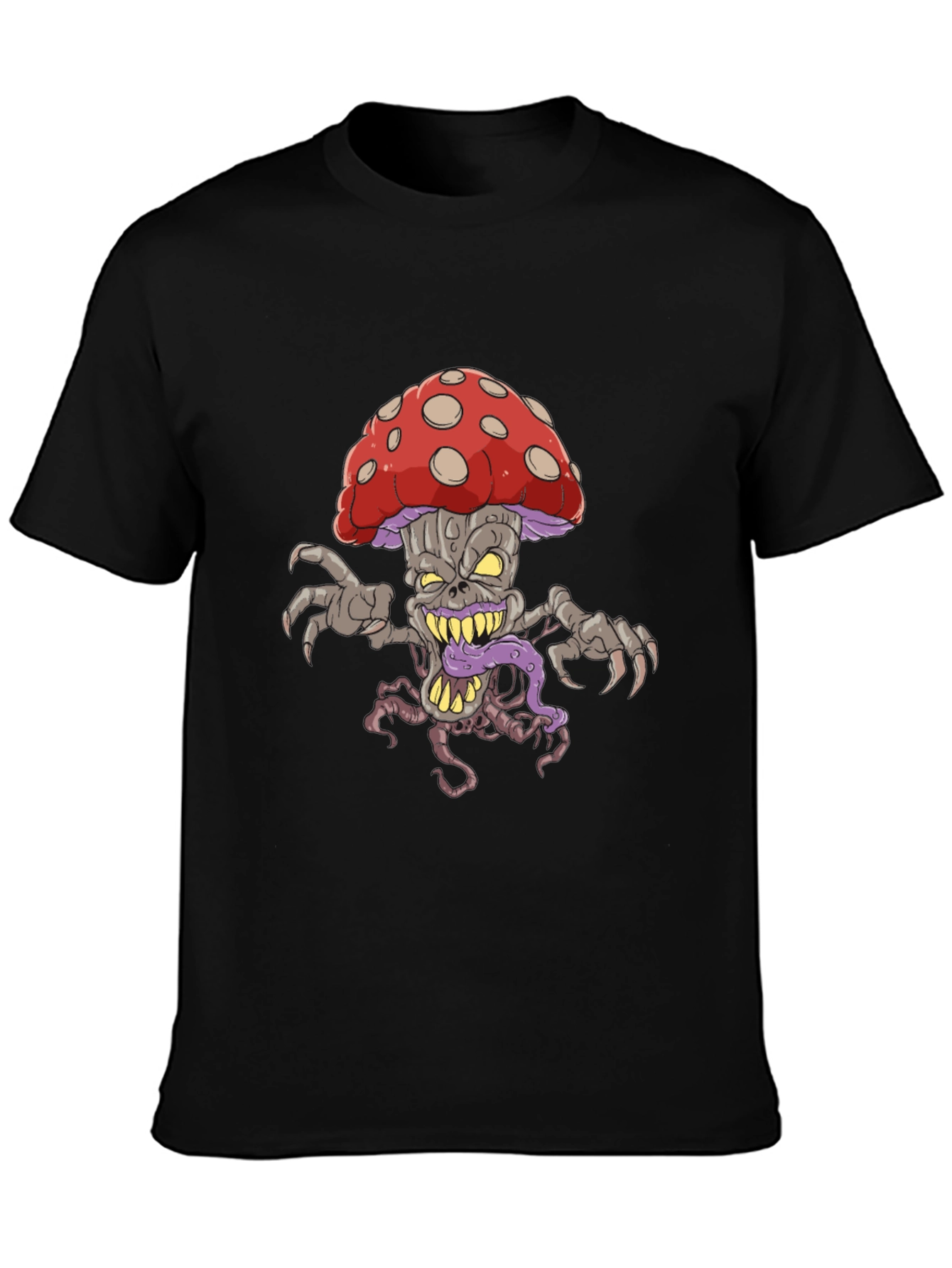 Creepy Mushroom Graphic Tee - Black
