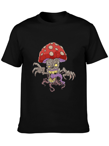 Creepy Mushroom Graphic Tee - Black