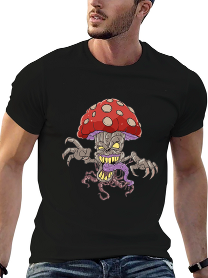 Creepy Mushroom Graphic Tee - Black