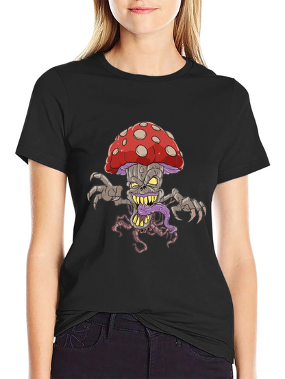 Creepy Mushroom Graphic Tee - Black