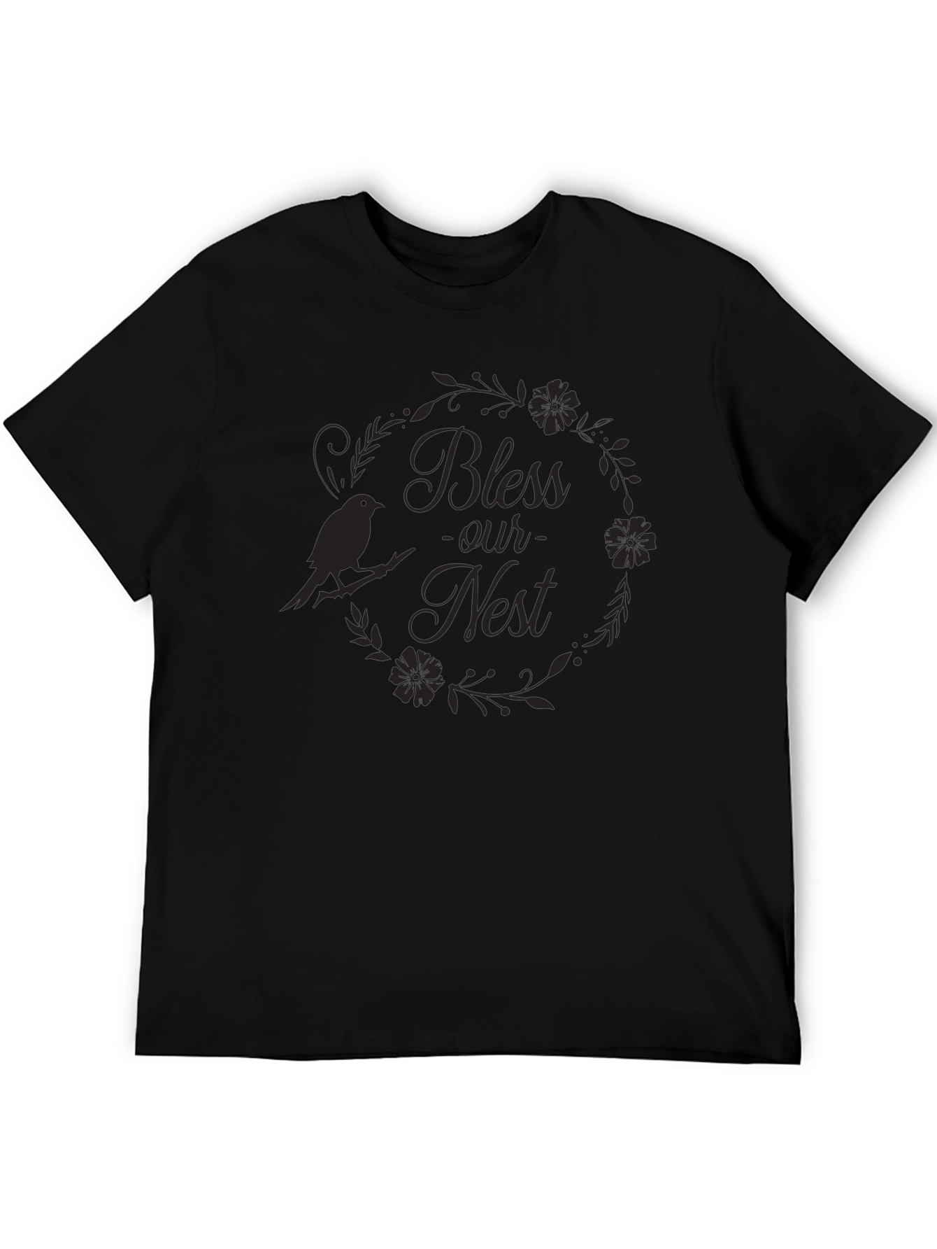 Bless Our Nest Graphic Tee - Black