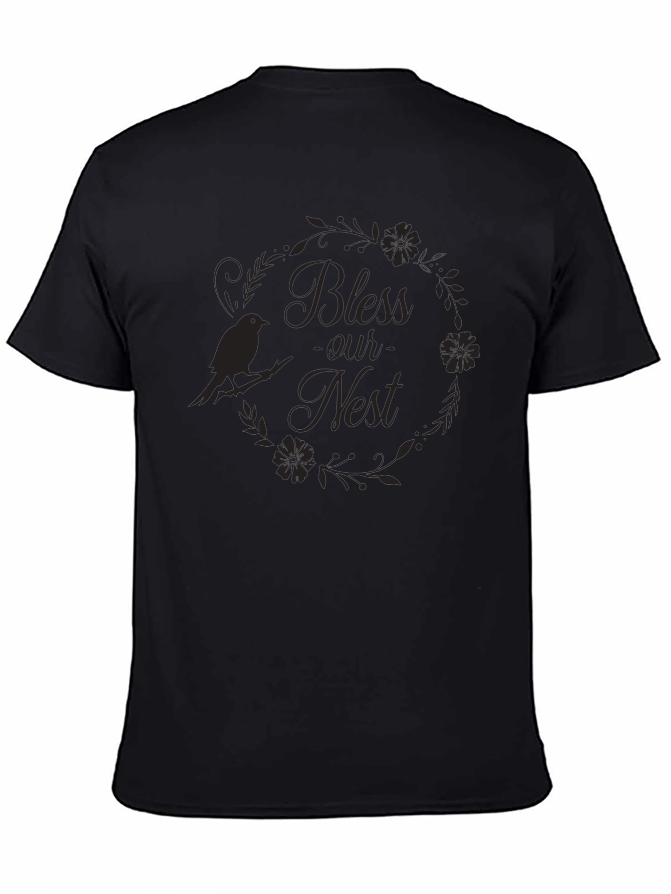 Bless Our Nest Graphic Tee - Black