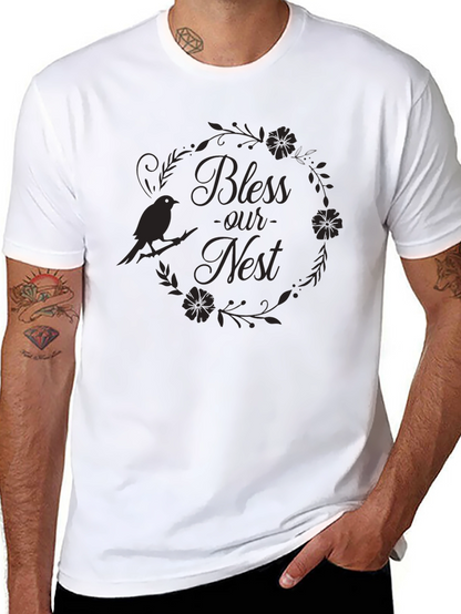 Bless Our Nest Graphic Tee - Black