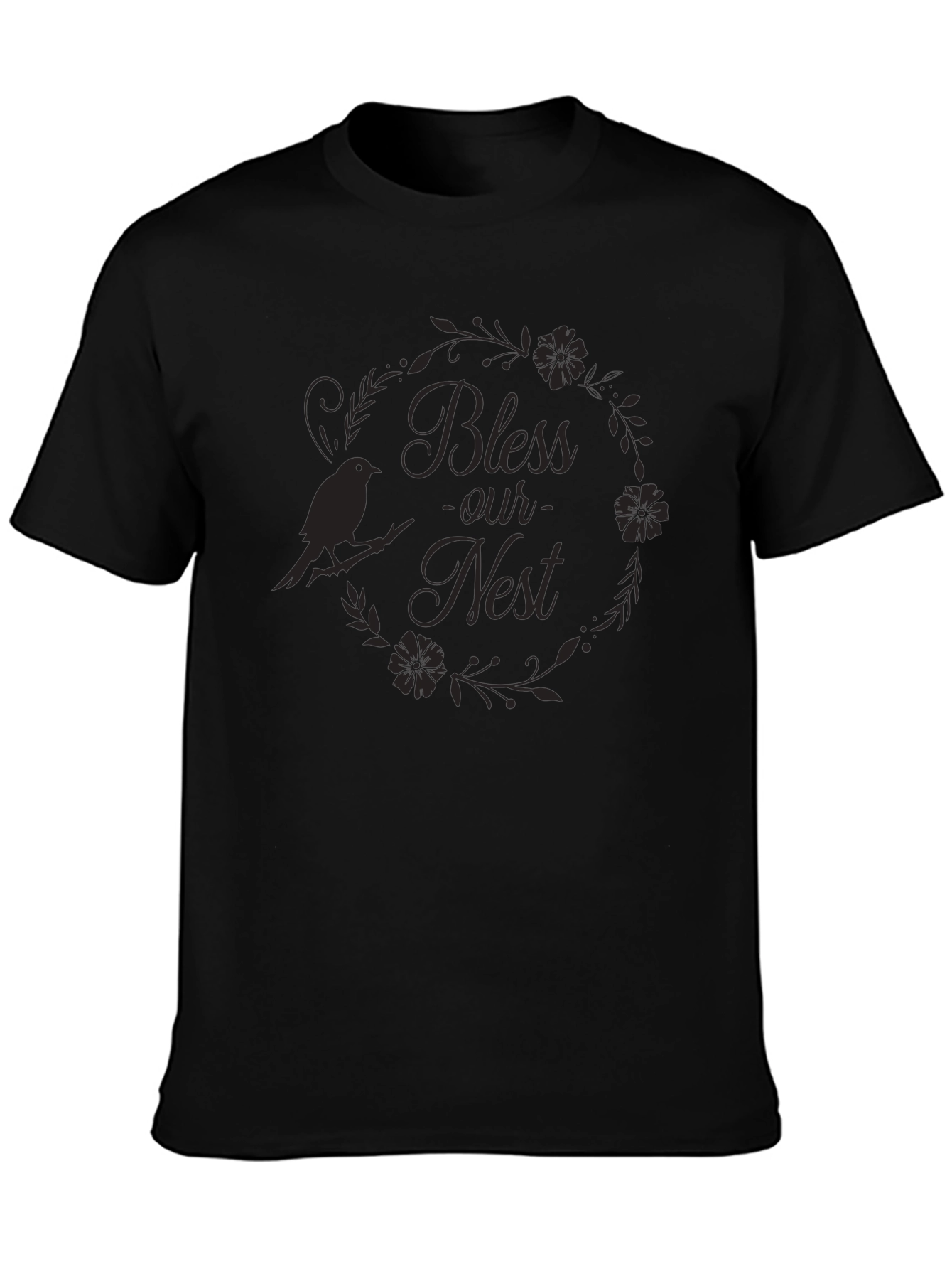 Bless Our Nest Graphic Tee - Black
