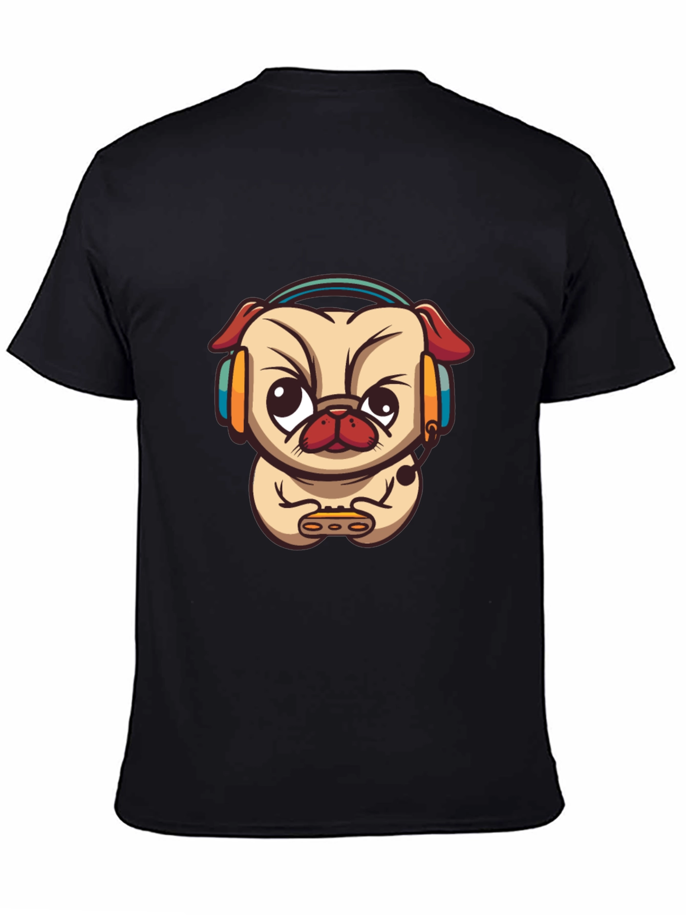 Gamer Pug Black T-Shirt