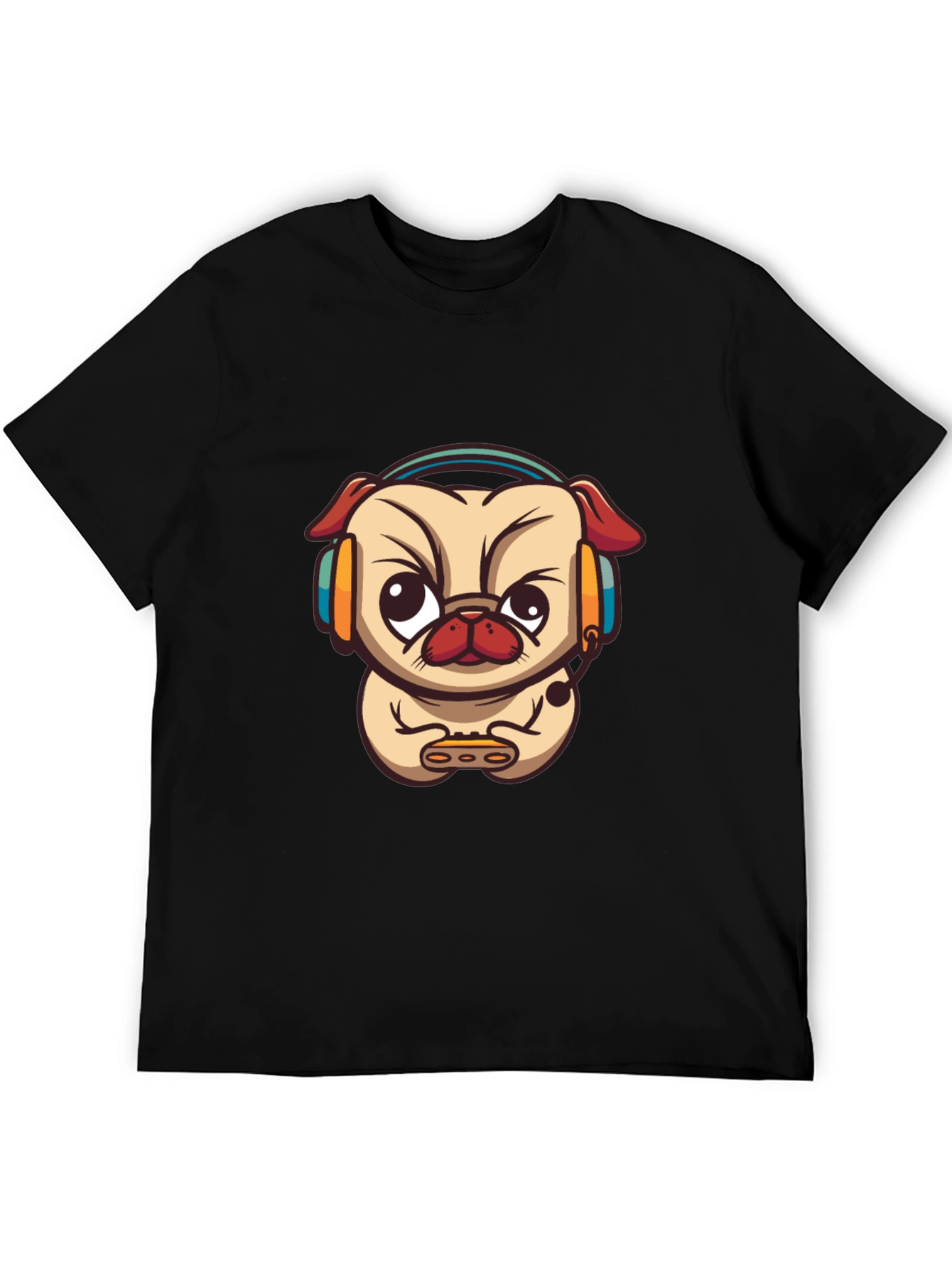 Gamer Pug Black T-Shirt